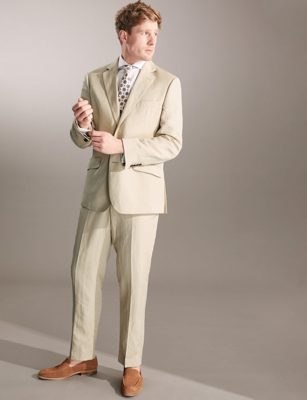 Regular Fit Italian Silk And Linen Trousers image 1