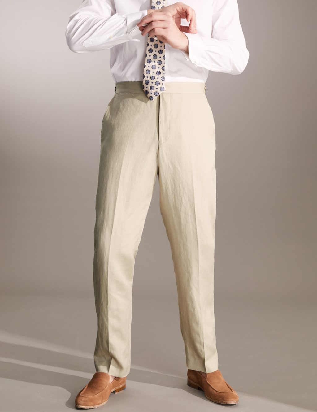 Regular Fit Italian Silk And Linen Trousers image 3