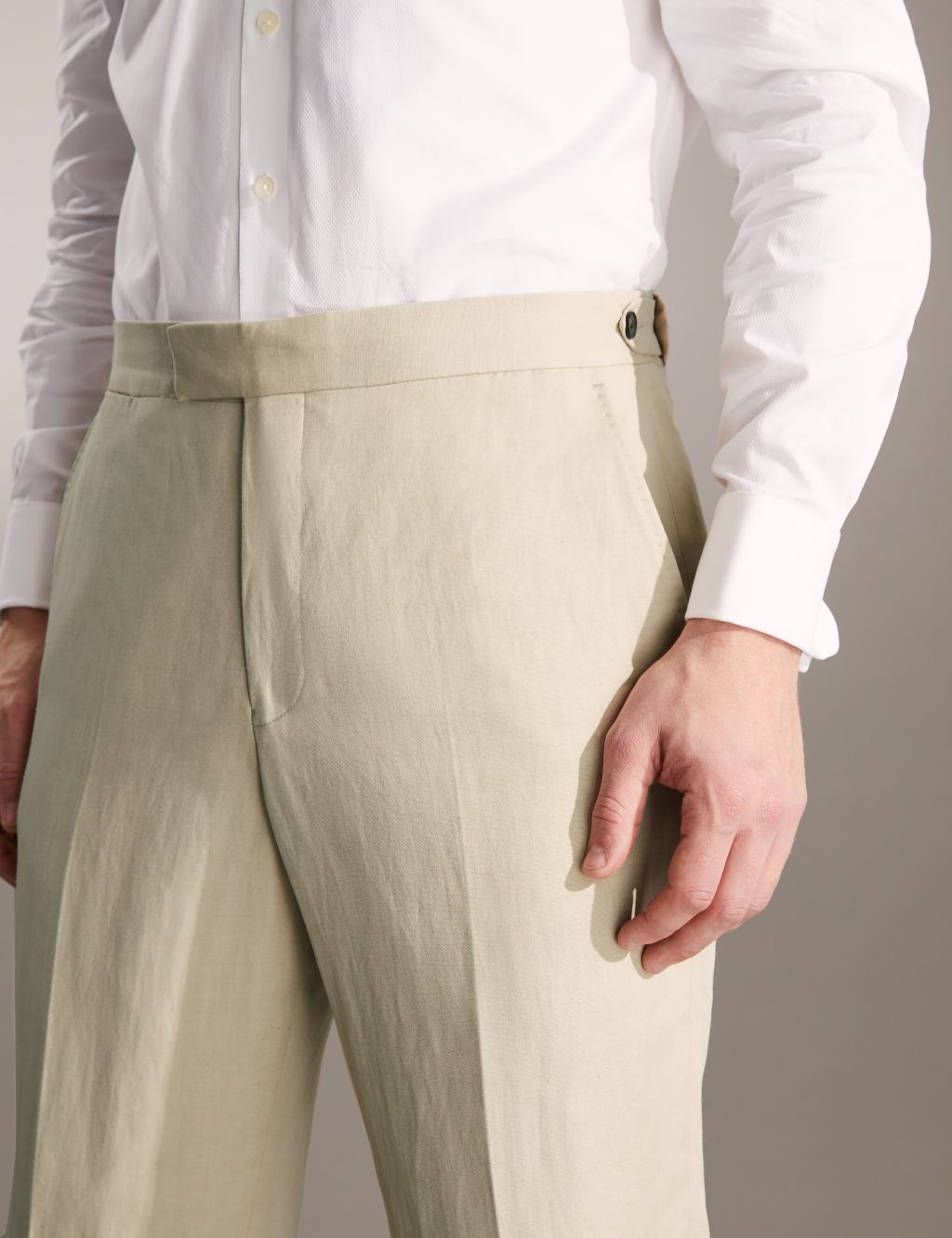 Regular Fit Italian Silk And Linen Trousers image 4