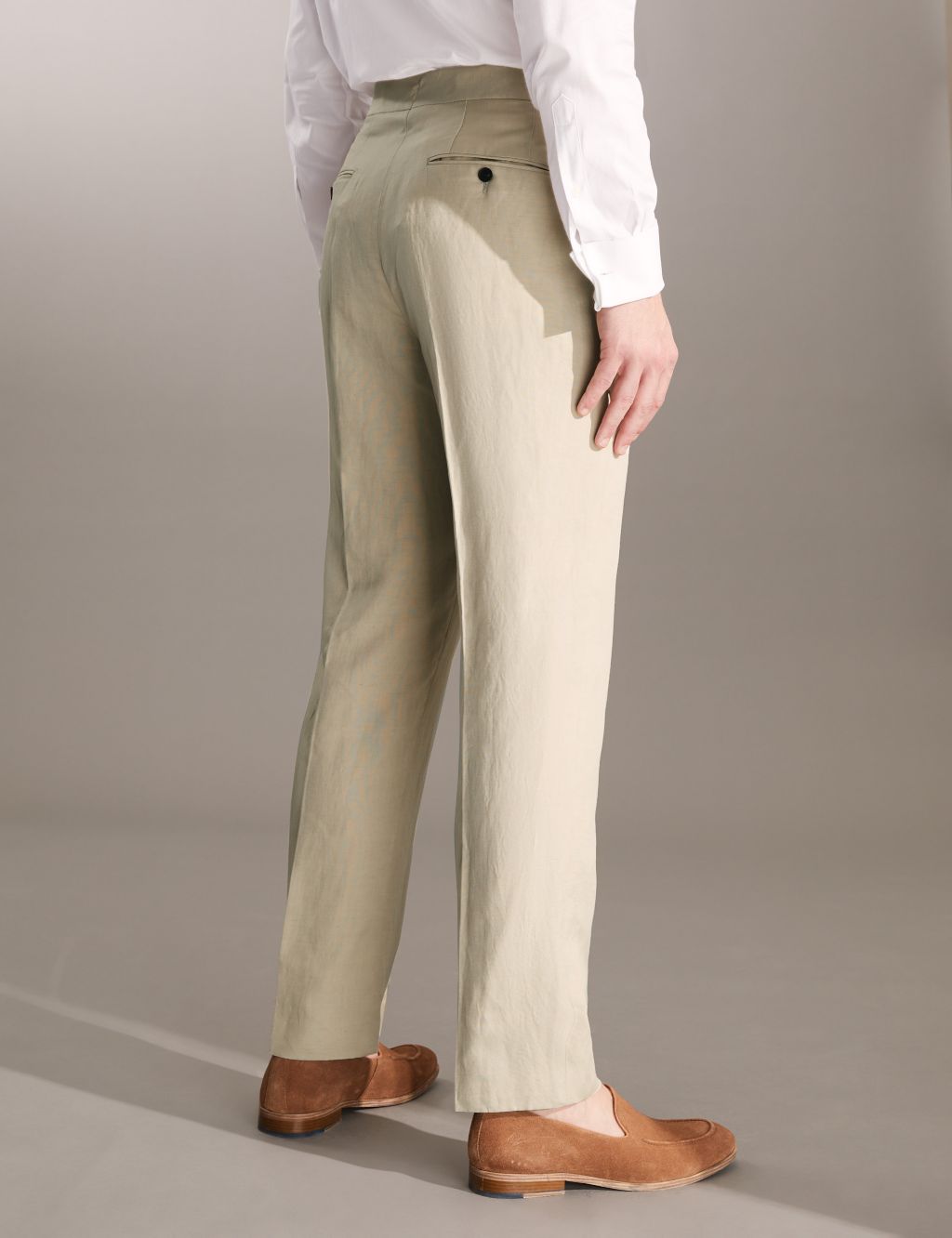 Regular Fit Italian Silk And Linen Trousers image 5