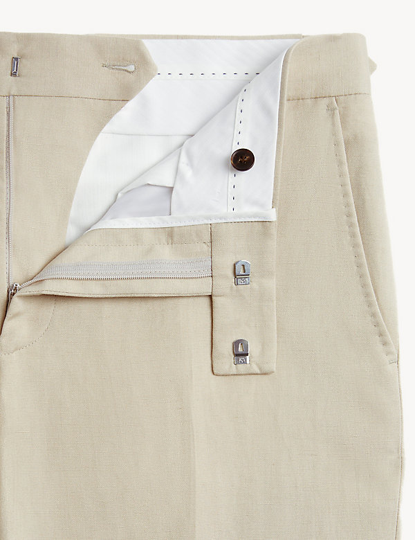 Regular Fit Italian Silk And Linen Trousers - JP