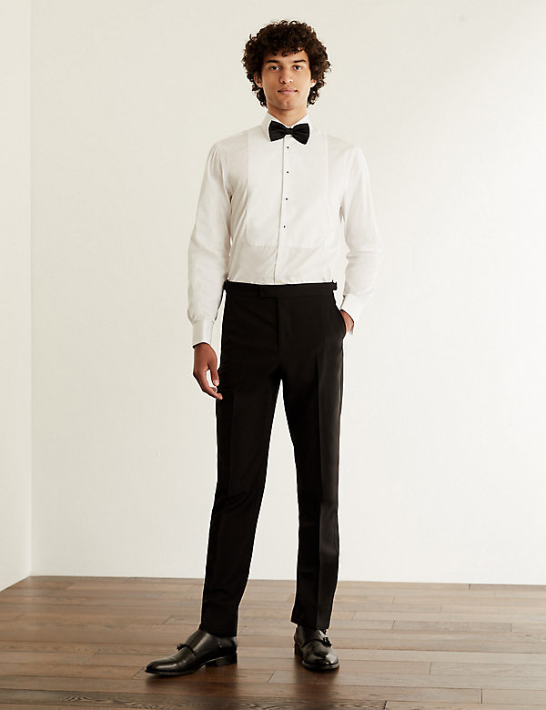 Tailored Fit Wool Tuxedo Trousers - HU