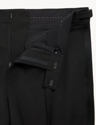 Tailored Fit Wool Tuxedo Trousers - HU