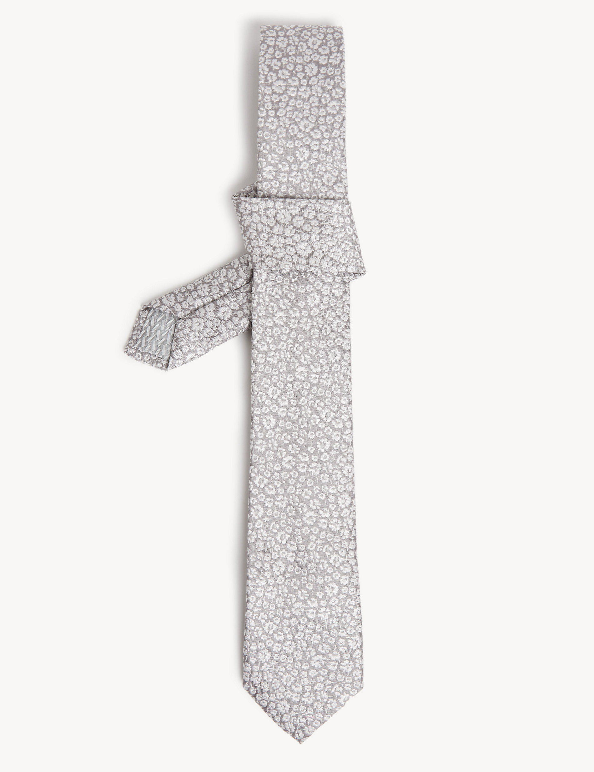 Cravate fine 100&nbsp;% soie italienne à motif fleuri