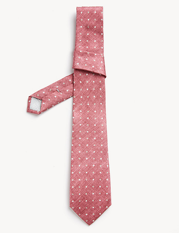 Cravate fine 100&nbsp;% soie italienne à motif pois - LU