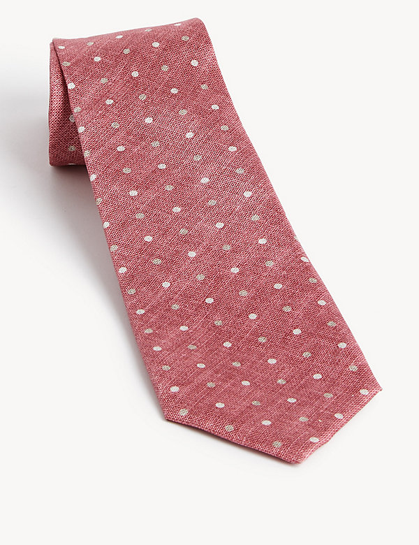 Cravate fine 100&nbsp;% soie italienne à motif pois - LU