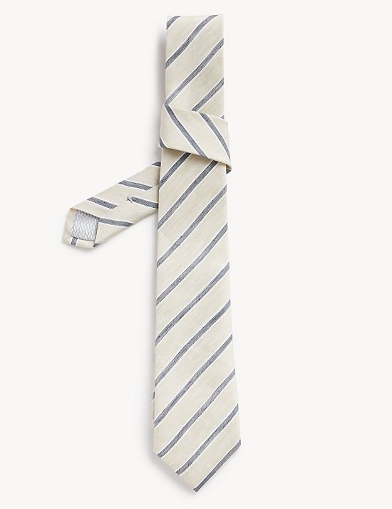 Cravate en coton et soie d’origine italienne à rayures