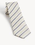 Cravate en coton et soie d’origine italienne à rayures
