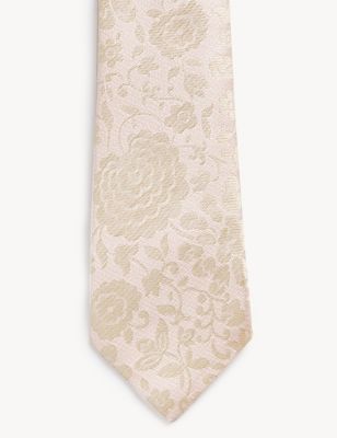 plaag Vooraf Afscheiden Italiaanse, smalle stropdas van zuiver zijde met bloemmotief | M&S NL