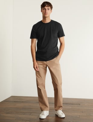 

JAEGER Mens Pure Cotton Crew Neck T-Shirt - Black, Black