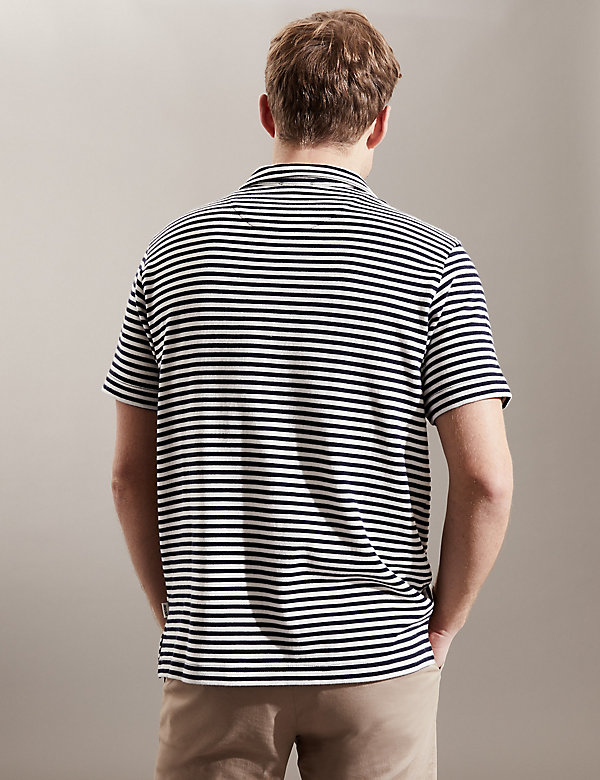 Pure Cotton Striped Polo Shirt - NL