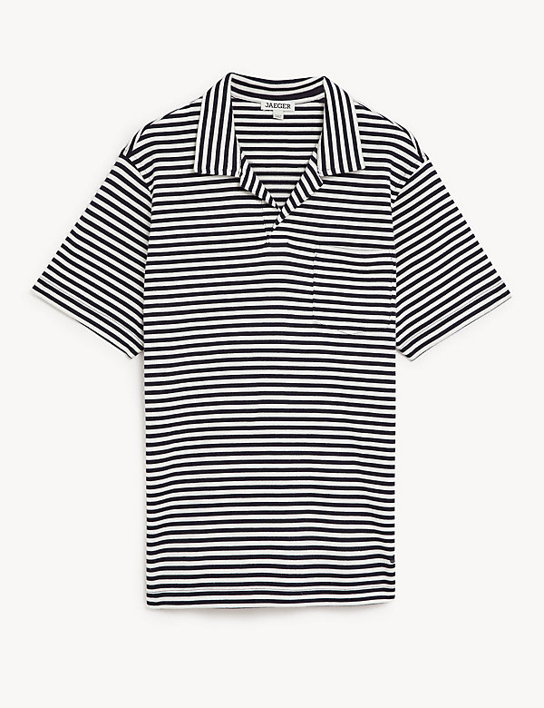 Pure Cotton Striped Polo Shirt - MV