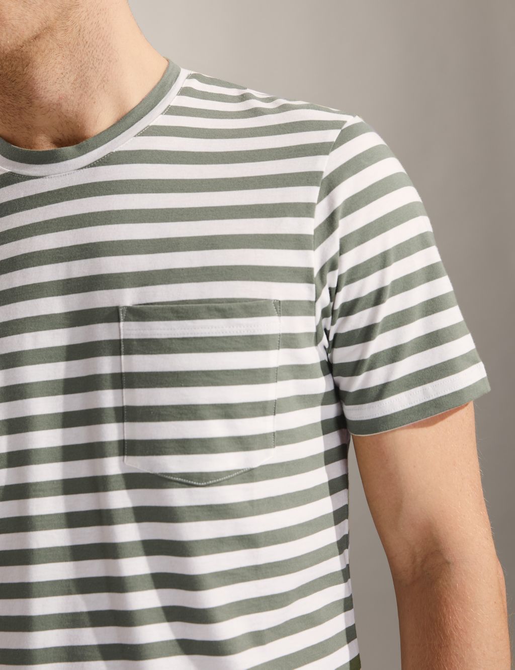Pure Cotton Striped Crew Neck T-Shirt image 3
