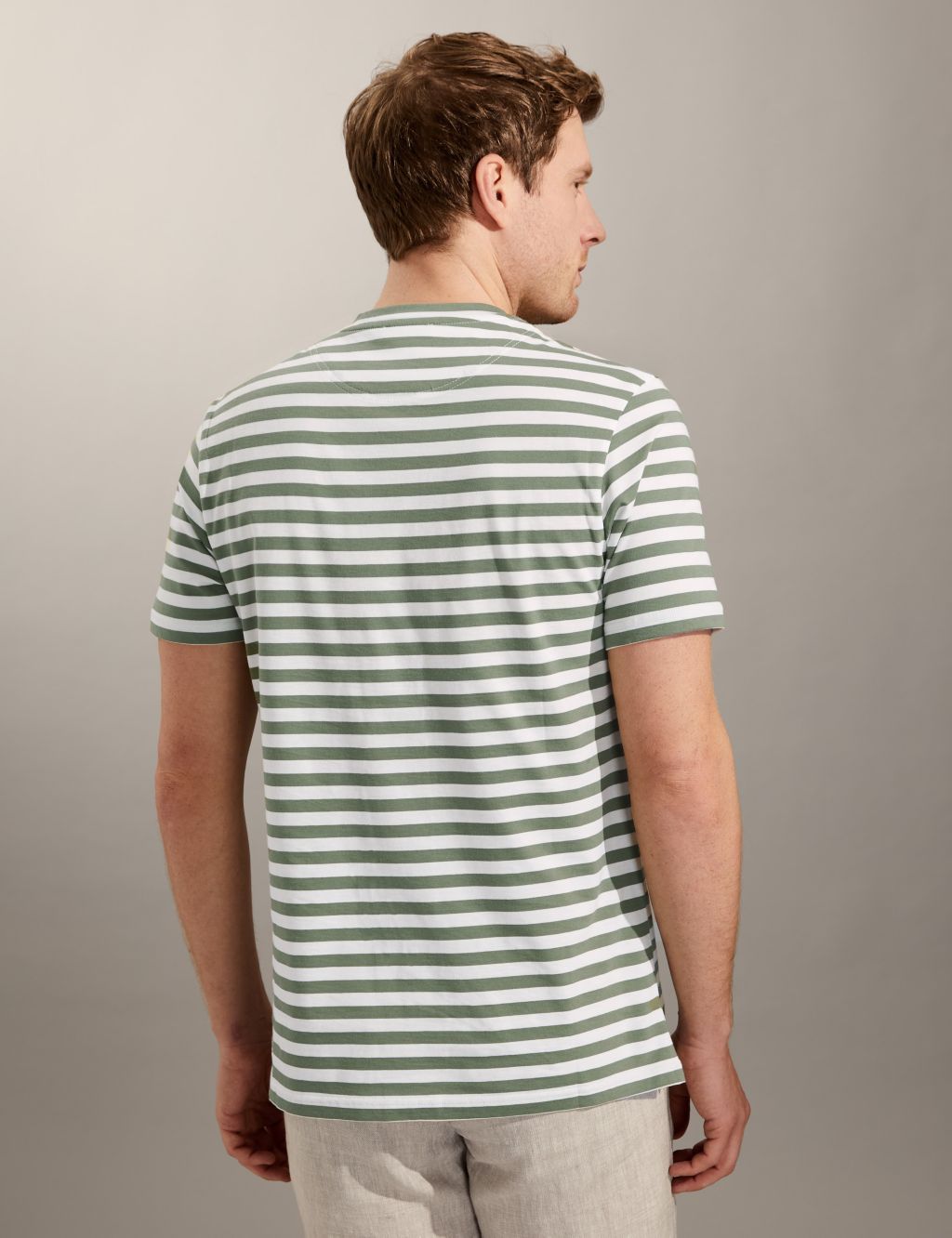 Pure Cotton Striped Crew Neck T-Shirt image 4
