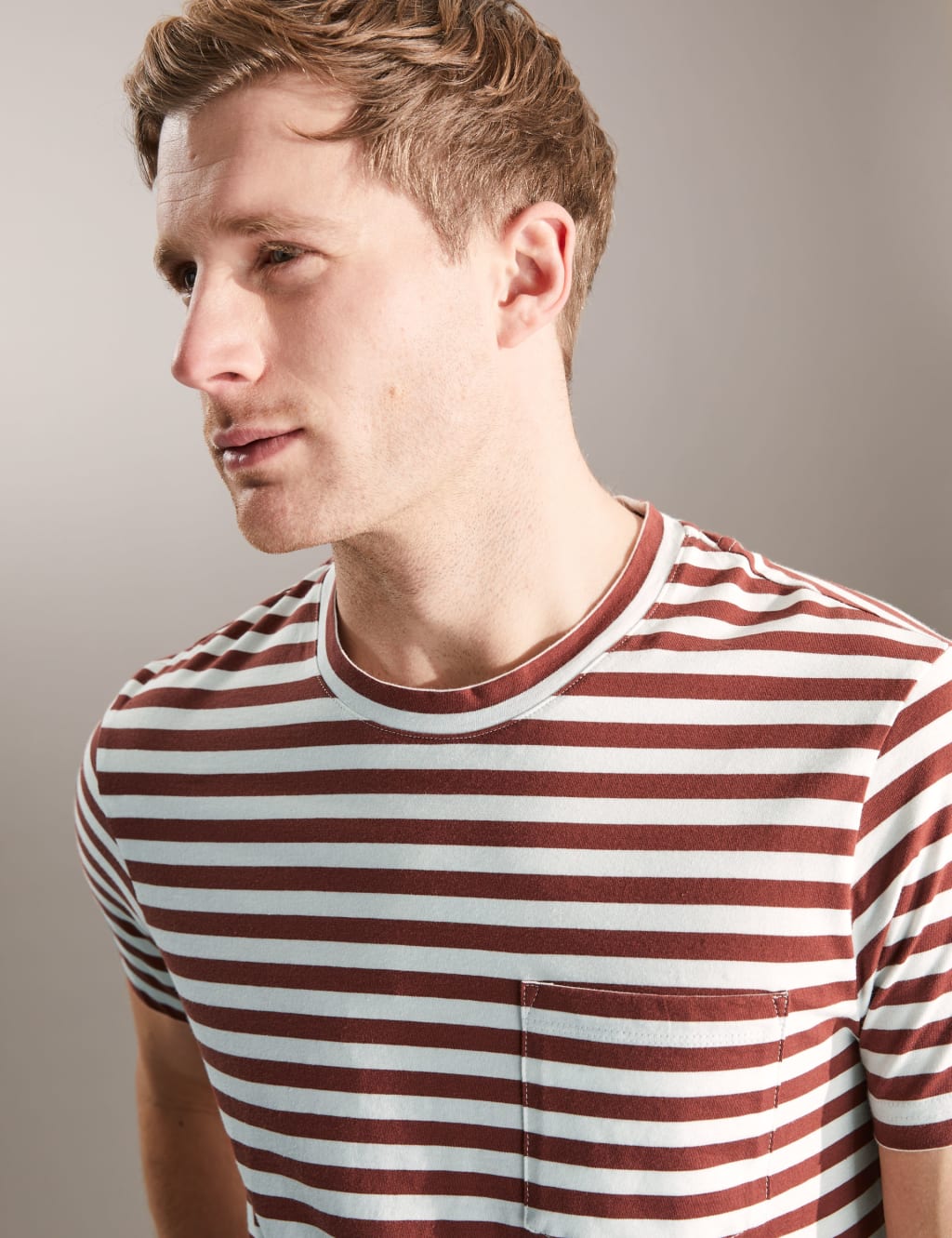 Pure Cotton Striped Crew Neck T-Shirt image 1