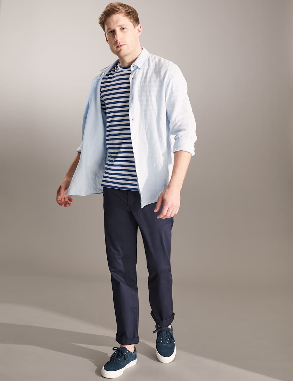 Pure Cotton Striped Crew Neck T-Shirt image 2