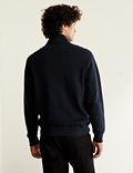 Cotton With Wool Blend Zip Up Sweater