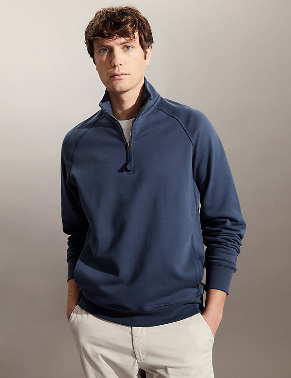Pure Cotton Jersey Half Zip Sweatshirt - LK