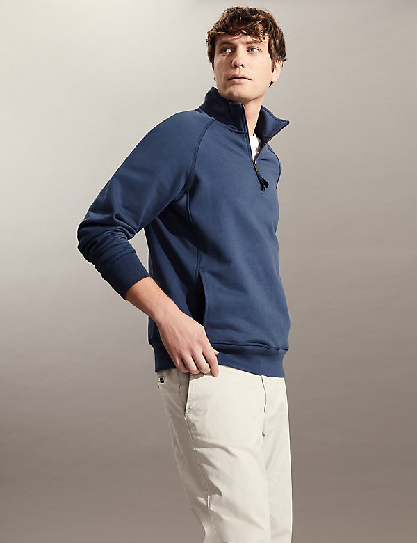 Pure Cotton Jersey Half Zip Sweatshirt - SK