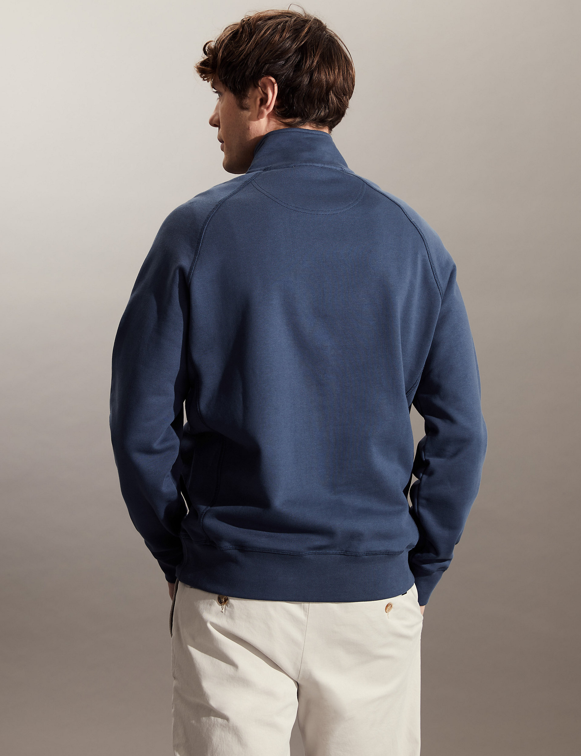 Pure Cotton Jersey Half Zip Sweatshirt