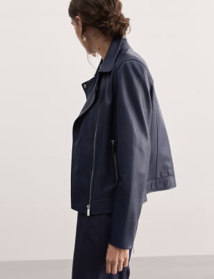 

JAEGER Womens Bikerjacke aus Leder - Navy, Navy