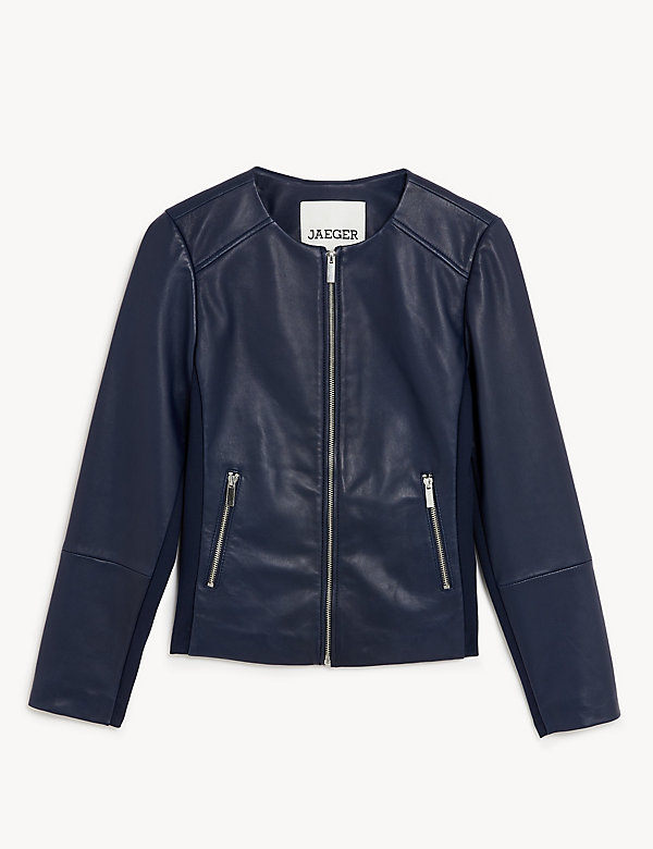 Leather Collarless Jacket - HR