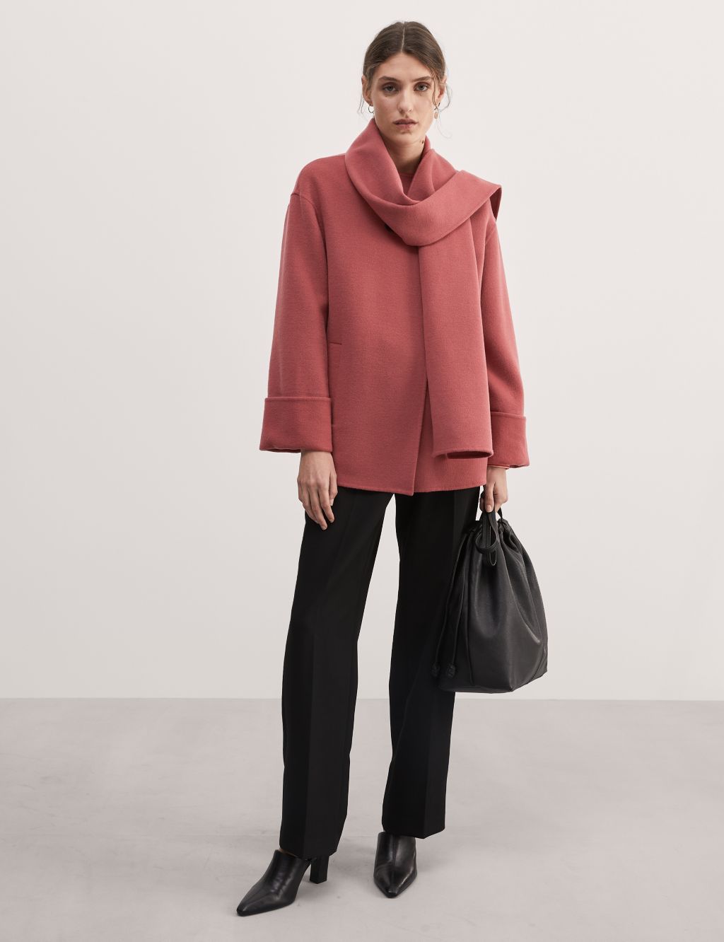 Wool Rich Coat with Scarf image 8