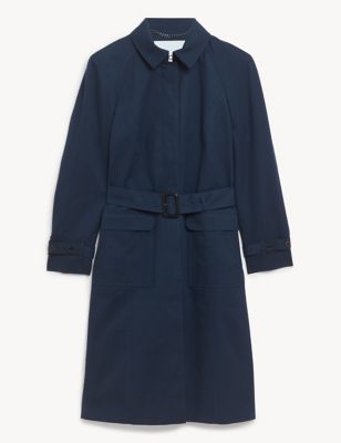 

JAEGER Womens Pure Cotton Belted Trench Coat - Navy, Navy