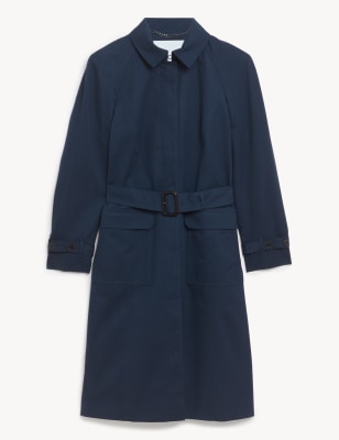

JAEGER Womens Trenchcoat aus reiner Baumwolle mit Gürtel - Navy, Navy
