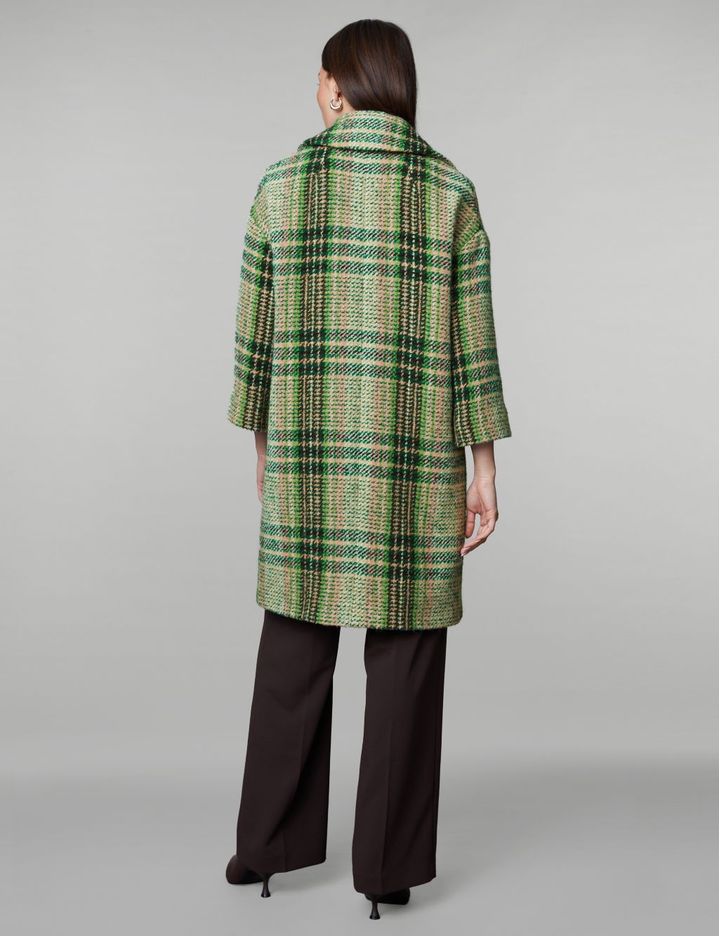 Checked Longline Boyfriend Coat with Wool image 5