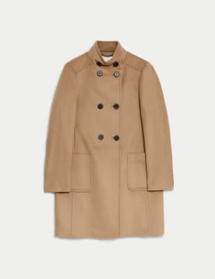 Pure Wool Funnel Neck Car Coat