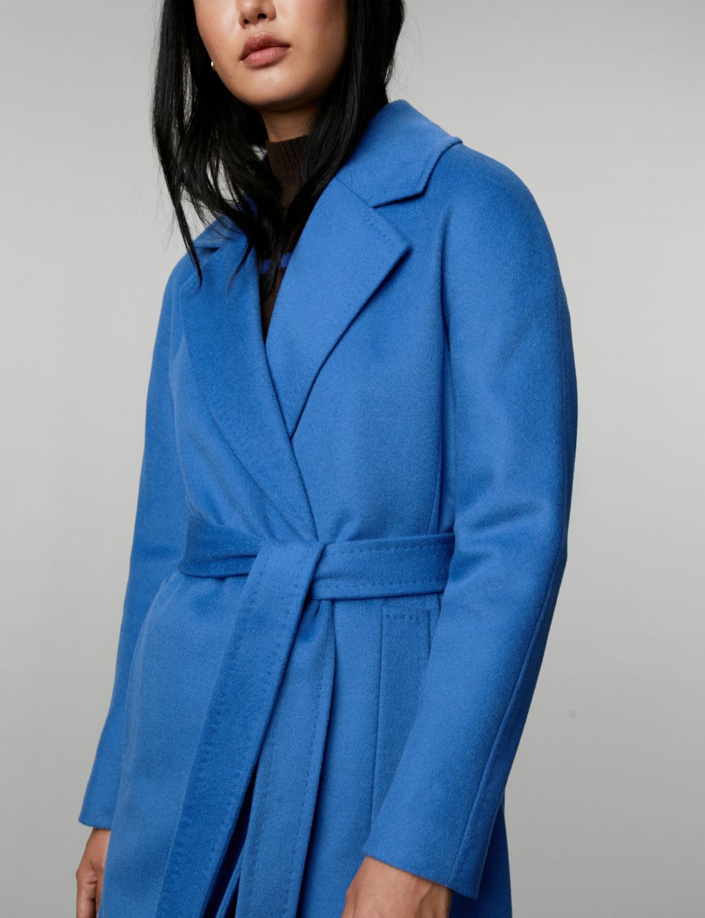 Pure Wool Belted Longline Wrap Coat image 3