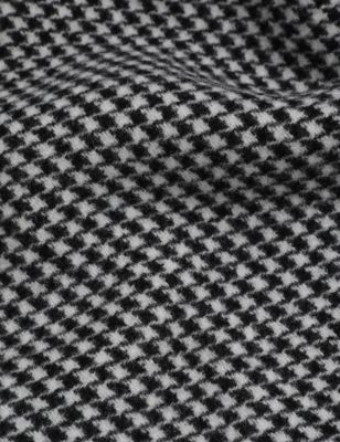 

JAEGER Womens Pure Wool Checked Reversible Coat - Black/White, Black/White