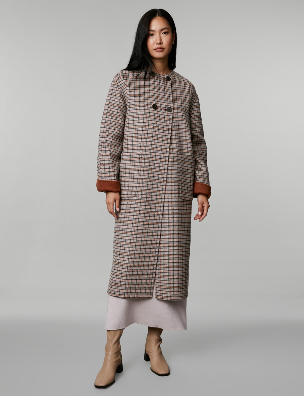 Wool Rich Checked Reversible Coat image 5