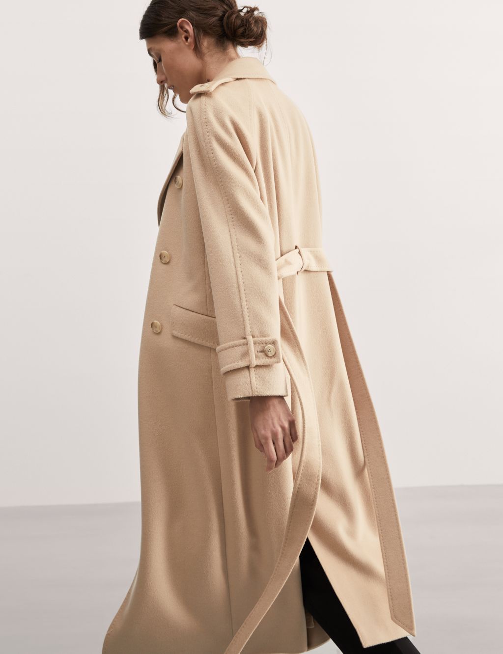 Pure Wool Belted Longline Wrap Coat image 1