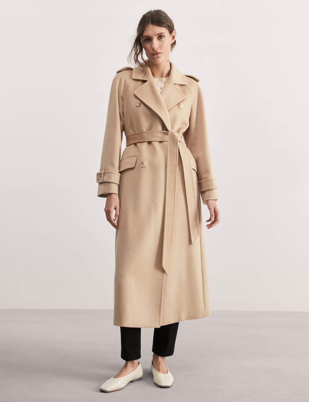 Pure Wool Belted Longline Wrap Coat image 5
