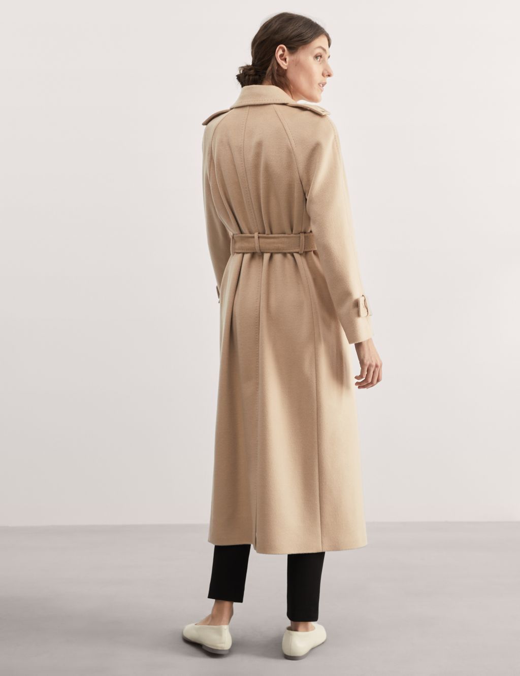 Pure Wool Belted Longline Wrap Coat image 7