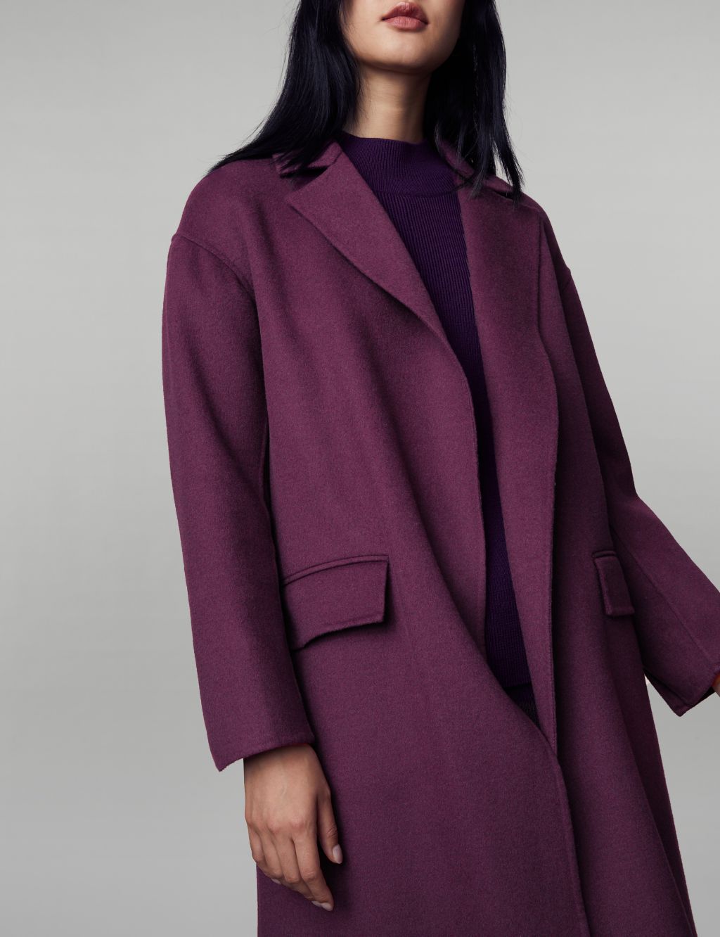 Pure Wool Belted Longline Wrap Coat image 5