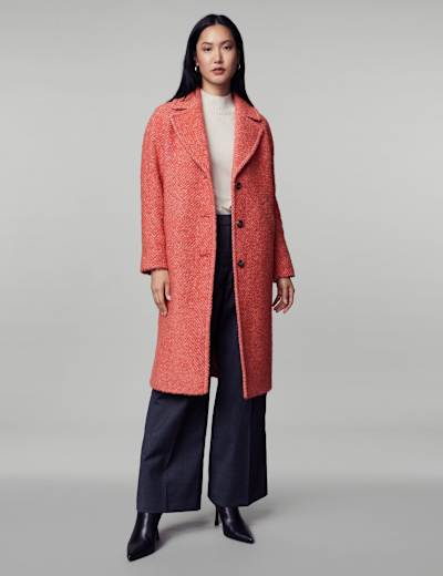 Herringbone Cocoon Coat with Wool