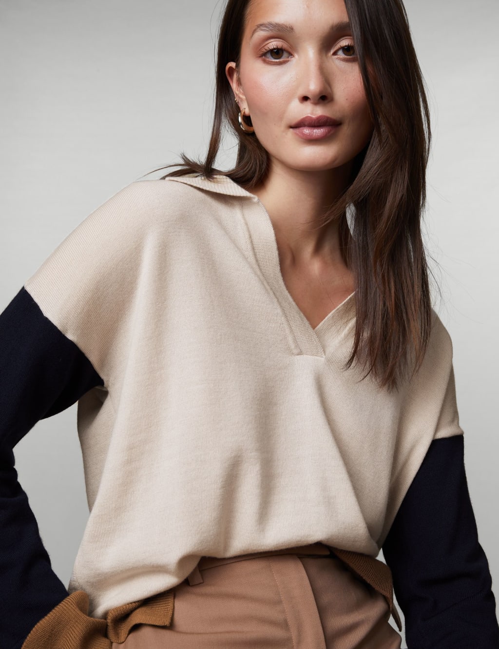 Pure Merino Wool Colour Block Jumper image 1