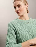 Pure Cotton Cable Knit Crew Neck Jumper