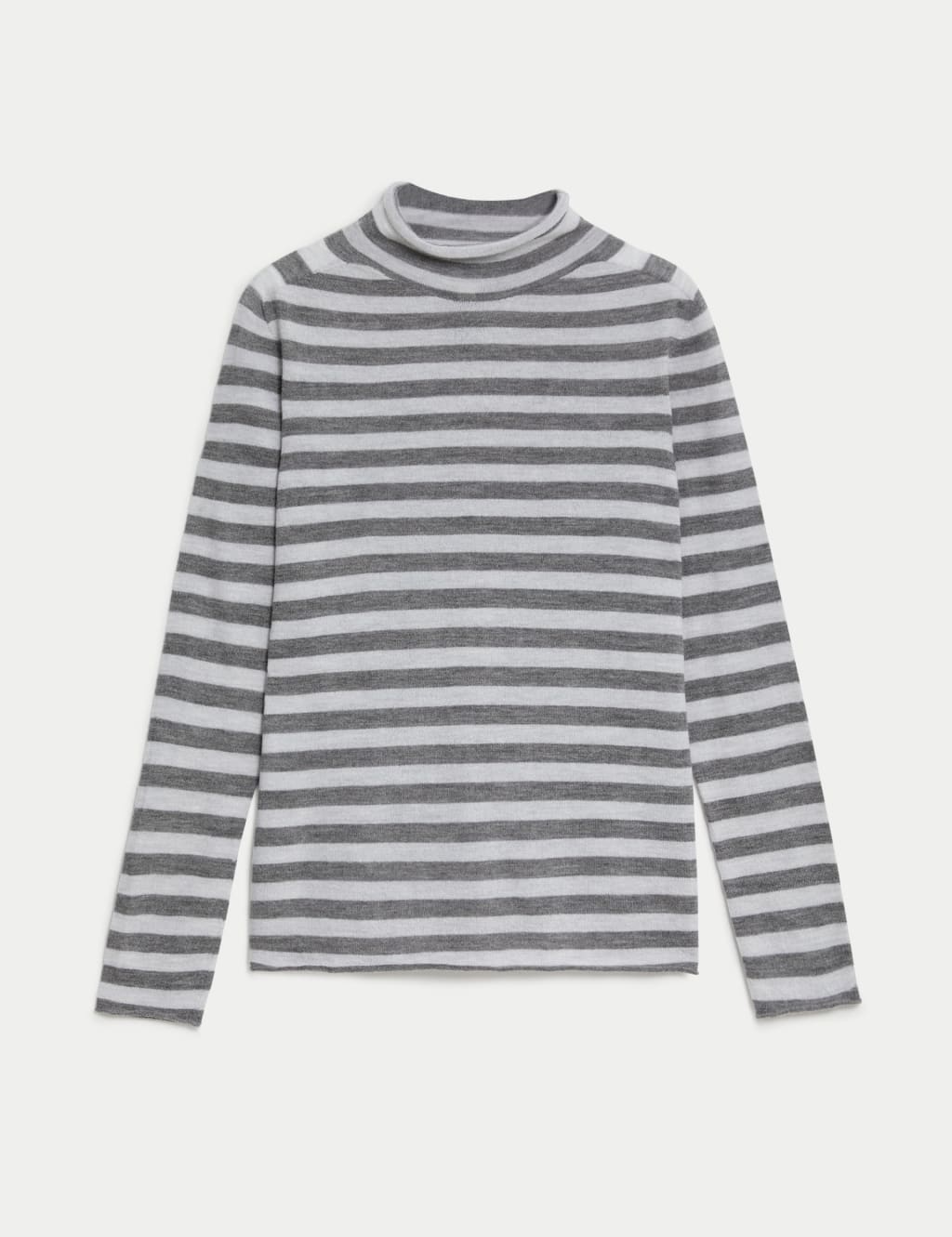 Pure Merino Wool Striped Funnel Neck Jumper image 2