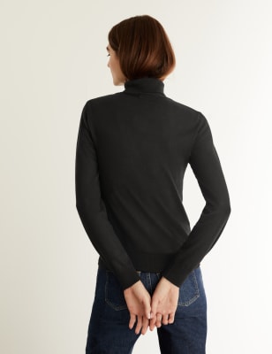 

JAEGER Womens Pure Cashmere Roll Neck Relaxed Jumper - Black, Black