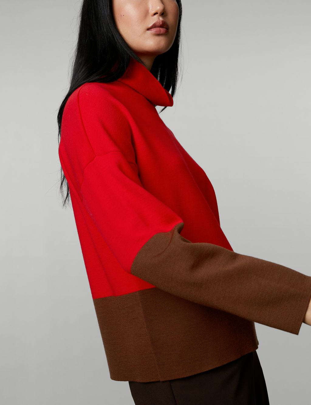 Merino Wool Rich Colour Block Relaxed Jumper image 4