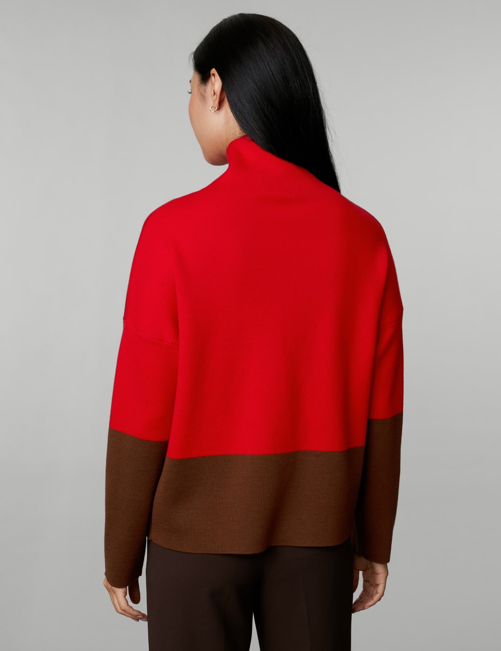 Merino Wool Rich Colour Block Relaxed Jumper image 5