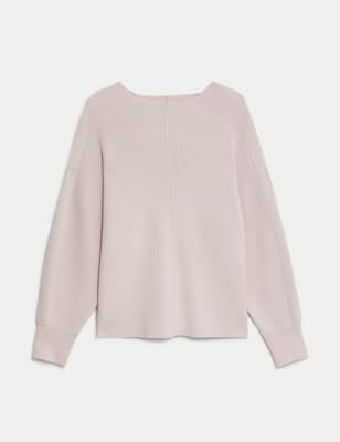 Merino Wool Rich Ribbed Funnel Neck Jumper