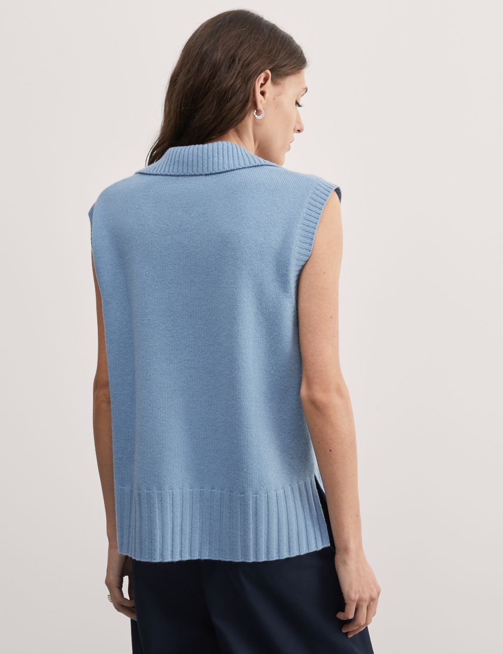 Wool Rich Collared Knitted Vest with Cashmere image 6