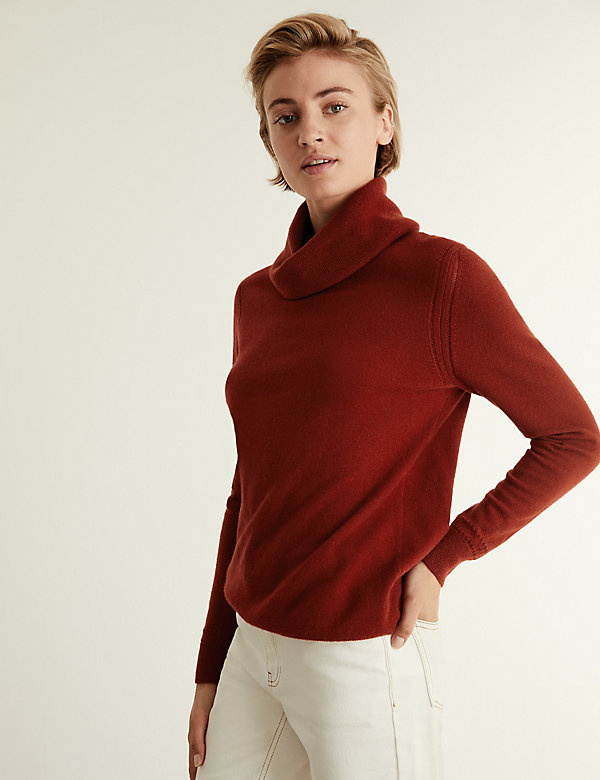 Pure Cashmere Cowl Neck Relaxed Jumper - BE
