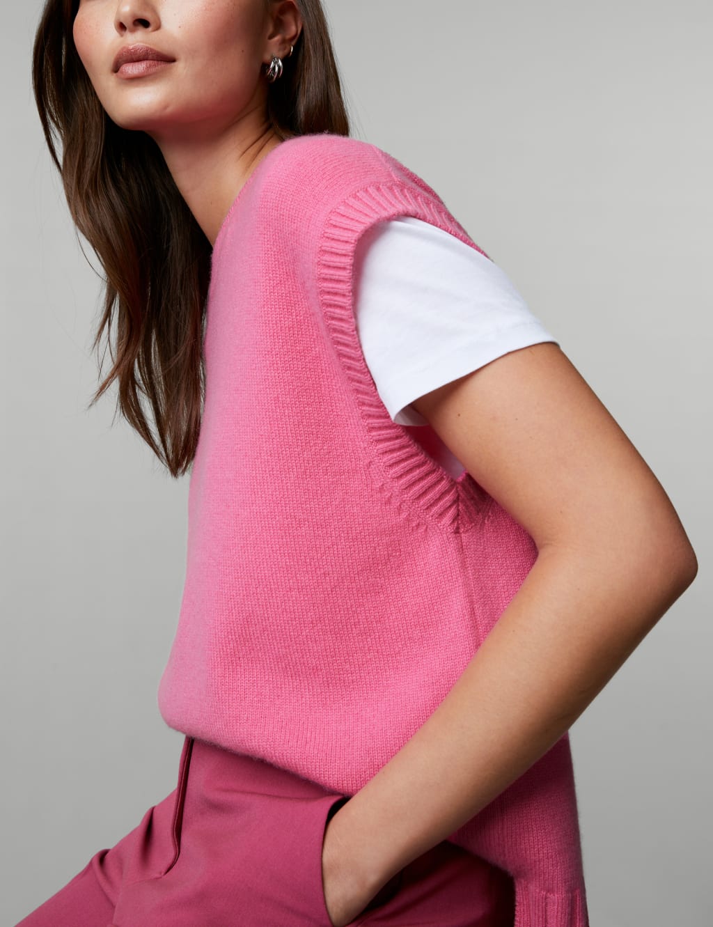 Pure Cashmere Crew Neck Knitted Vest image 1