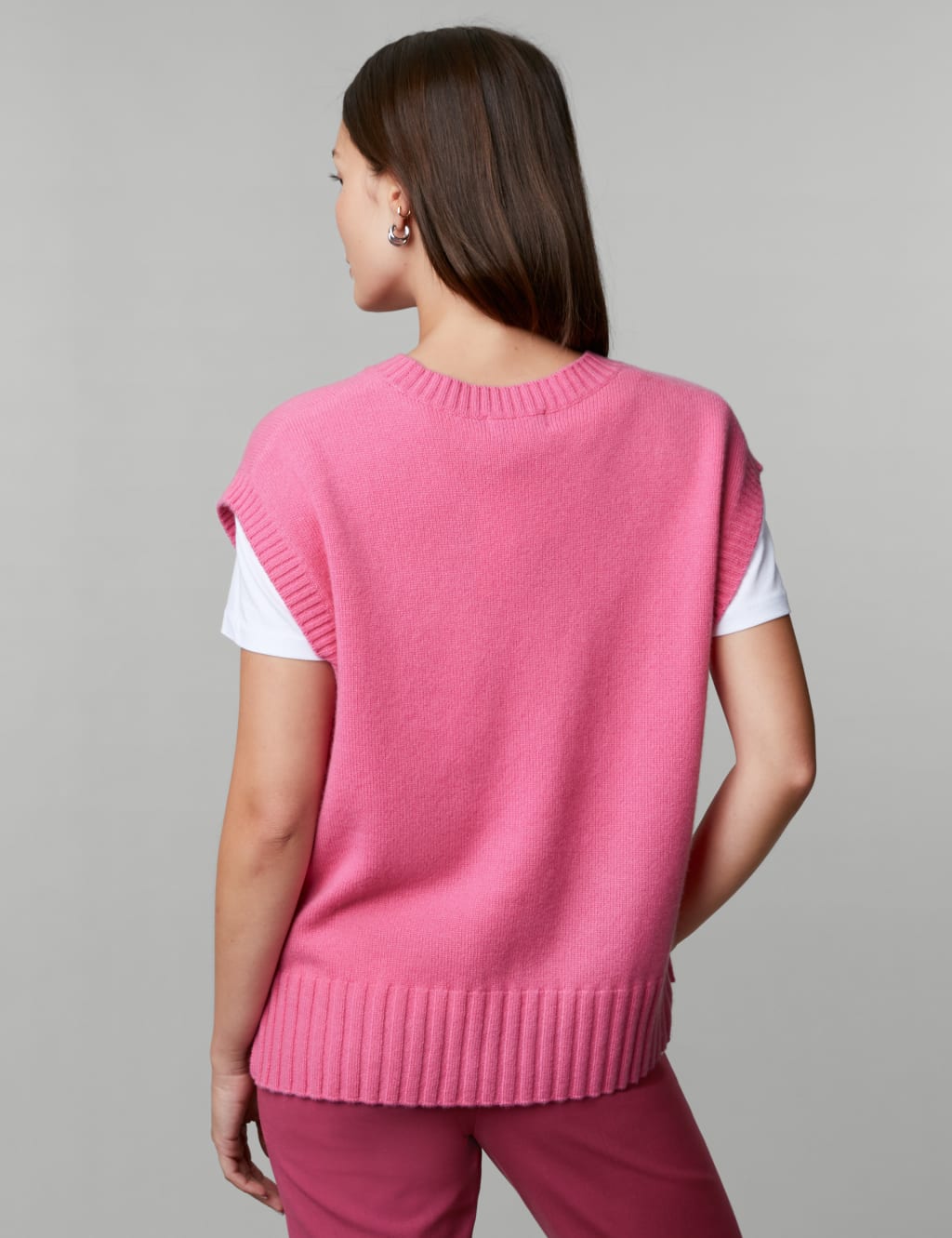 Pure Cashmere Crew Neck Knitted Vest image 5